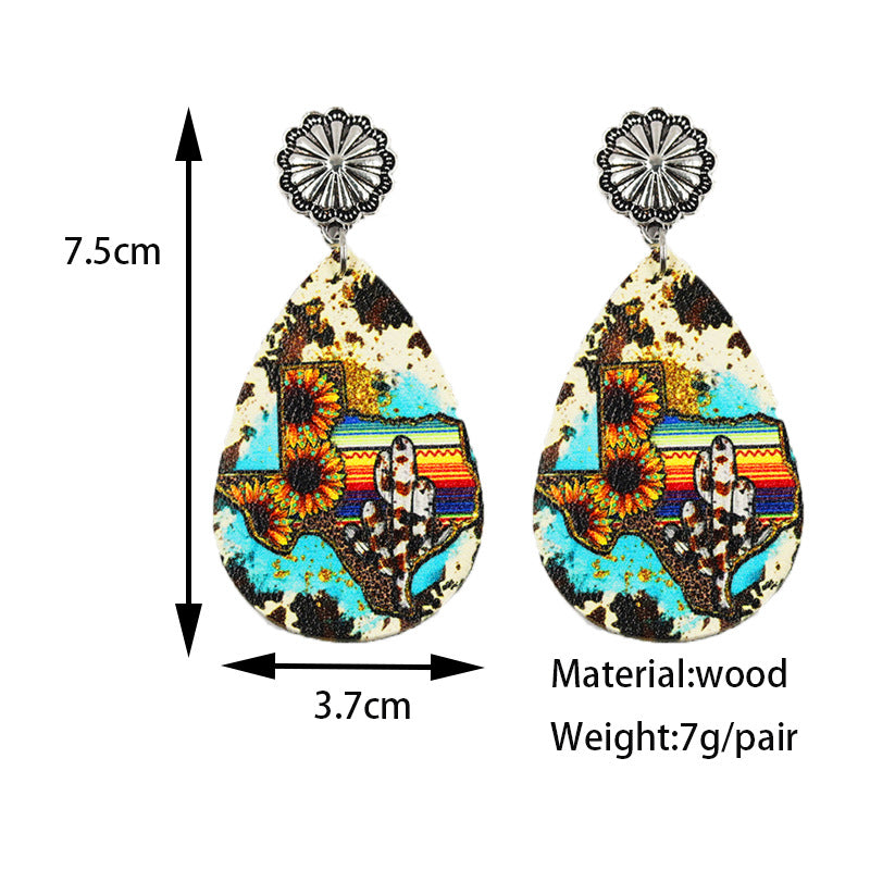 Wholesale Leather water drop earrings