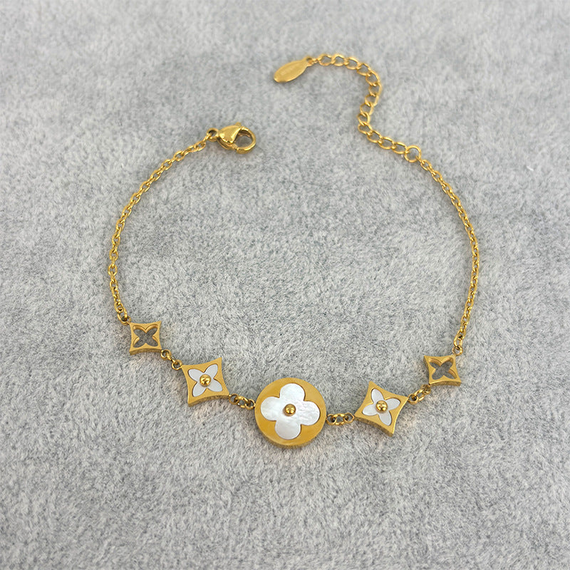 Wholesale Brushed Diamond Leaf Four Leaf Clover Bracelet ACCVIP-BT-Xiangou001