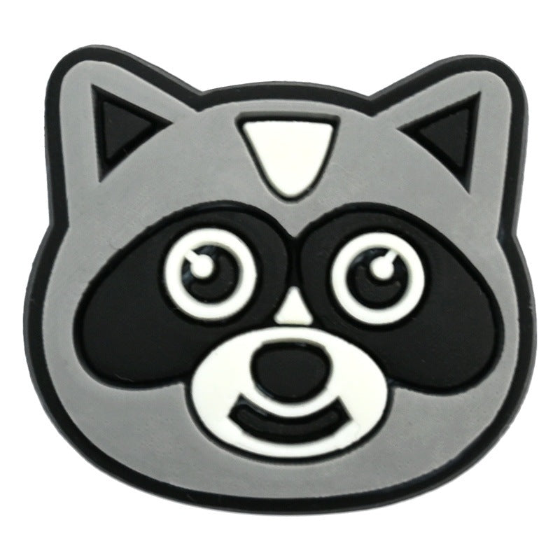 Wholesale Random 100pcs cute raccoon animal-themed  PVC Soft Rubber Shoe Buckle Decoration