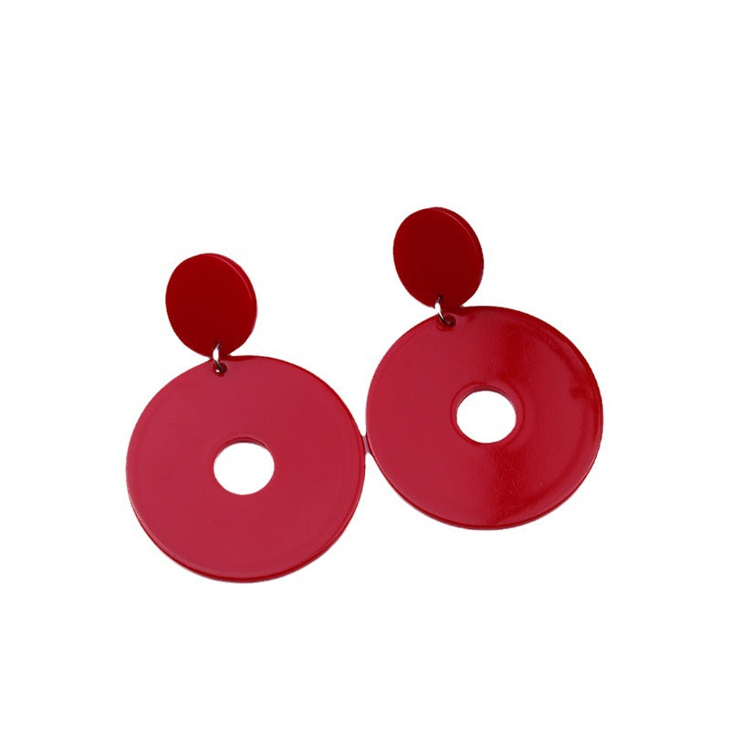 Wholesale  12-Color Round Cut Out Acrylic Earrings