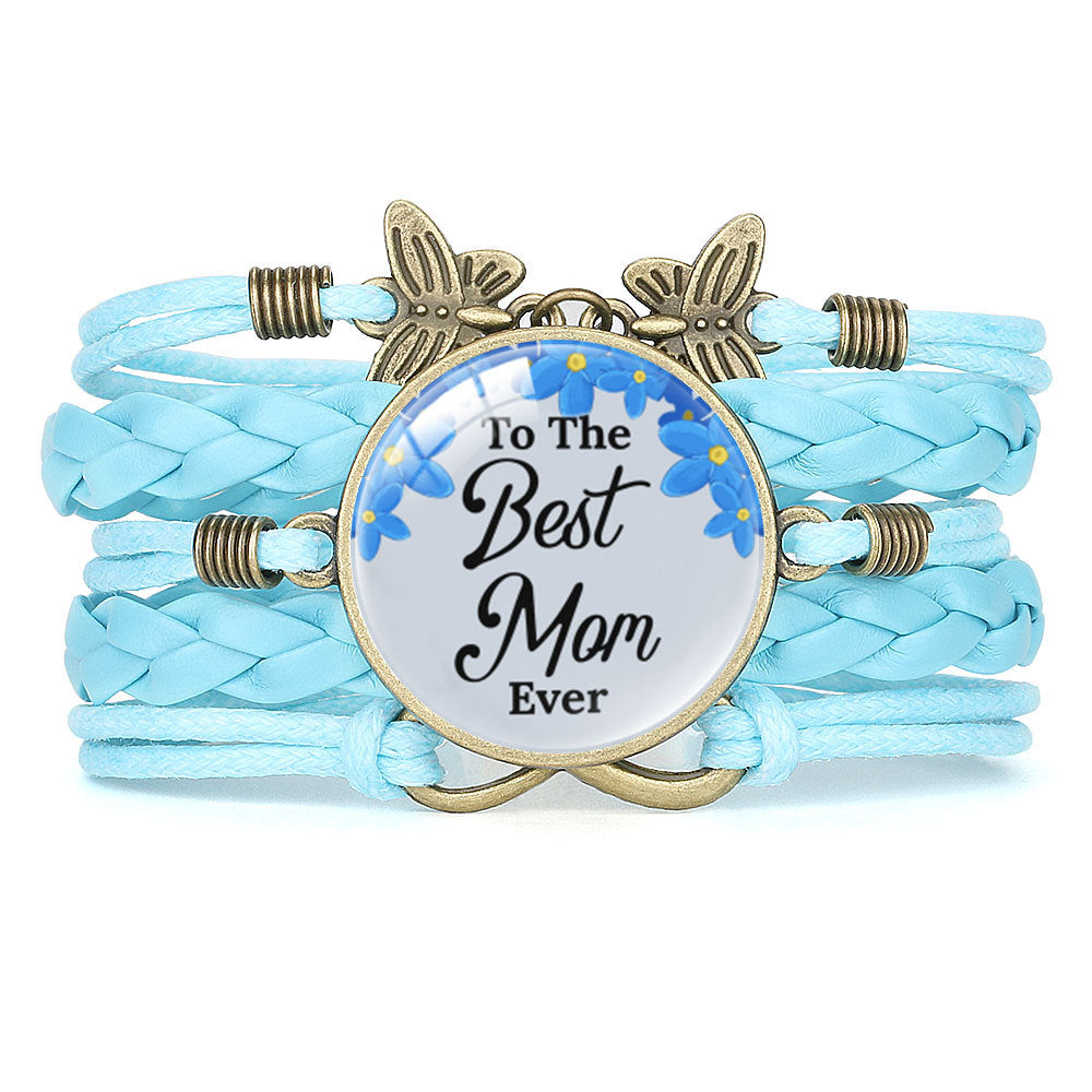 Wholesale Letter mom multi-layer braided leather bracelet
