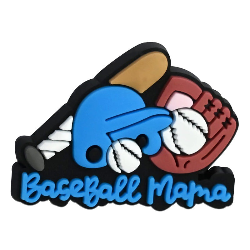 Wholesale 100pcs randomly Baseball series PVC soft rubber double-sided perforated cartoon bead ornaments