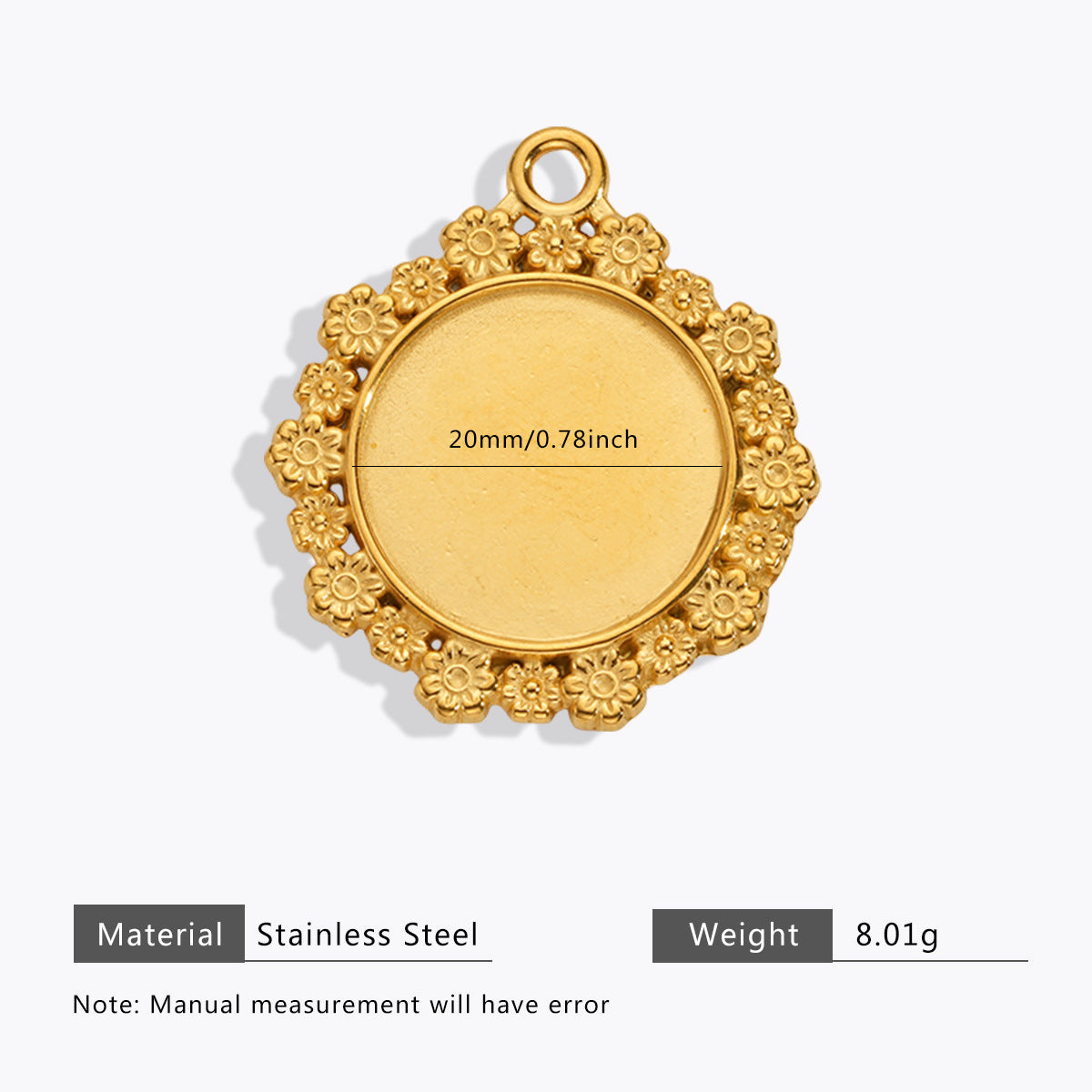 Wholesale 5pcs Stainless steel 18K vacuum plating color  flower pendant