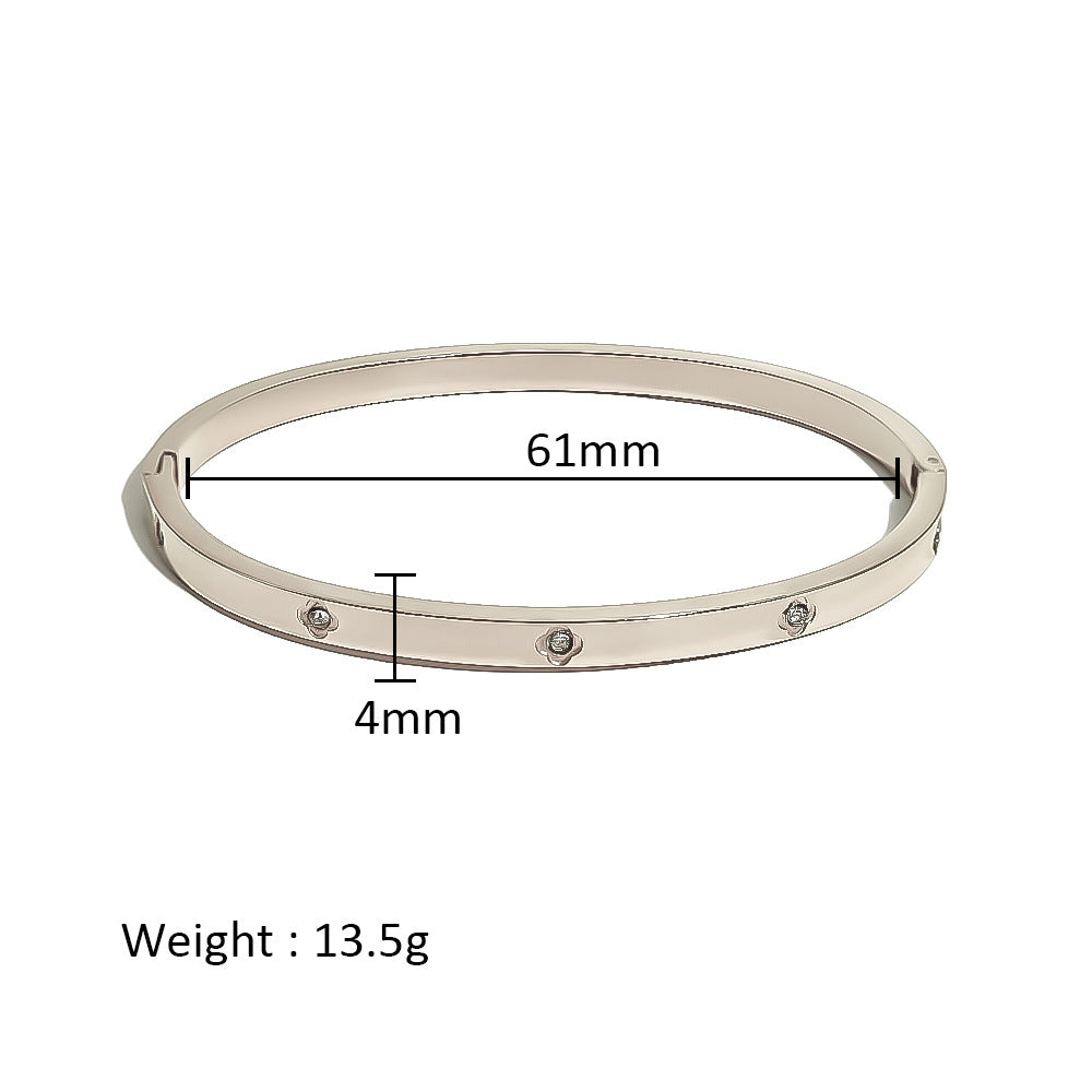 Wholesale Stainless Steel 18K Gold Plated Geometric Star Flower Zircon Bracelet