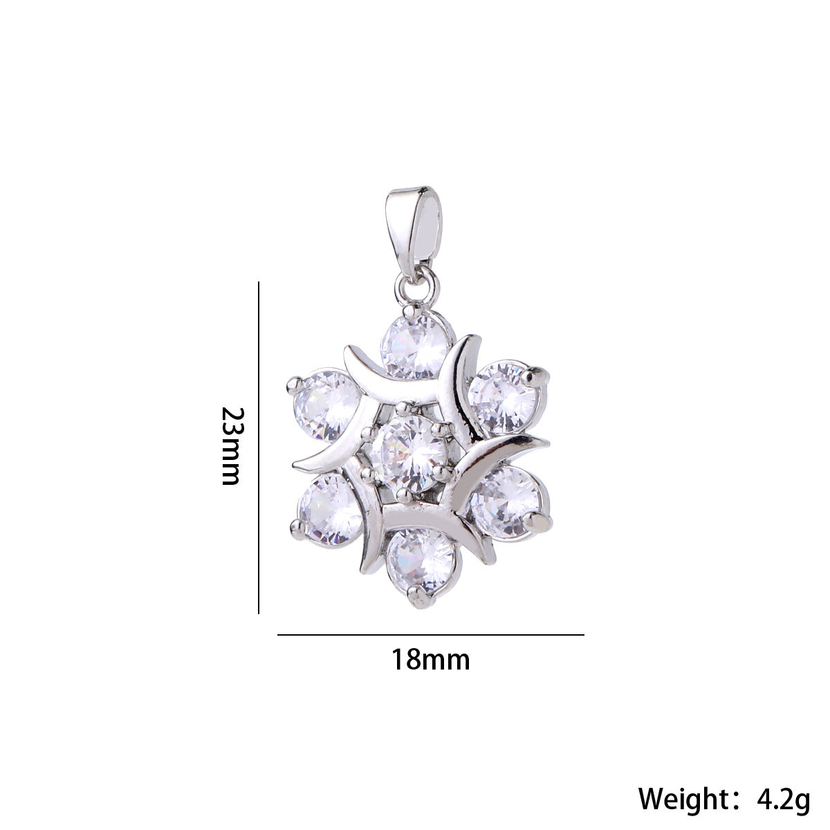 Wholesale Gold Plated Brass Zircon Pendant Snowflake Necklace Charm Elegant Round DIY Jewelry Accessory For Women Casual Boutique Resale
