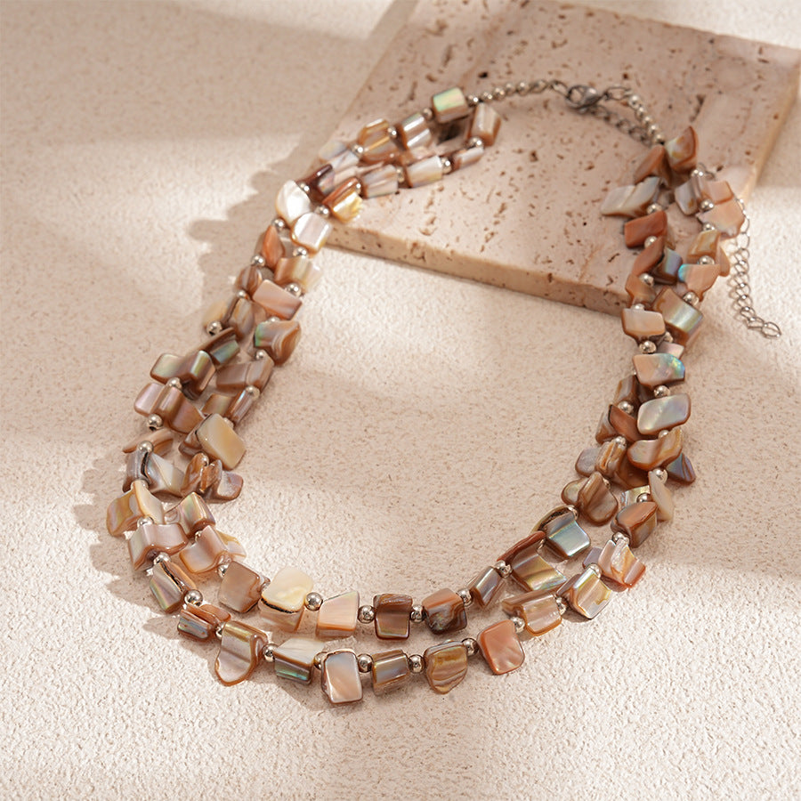Wholesale Irregular Shell Bead Clavicle Necklace,  Resort Style Geometric Handmade Jewelry Accessory for Women