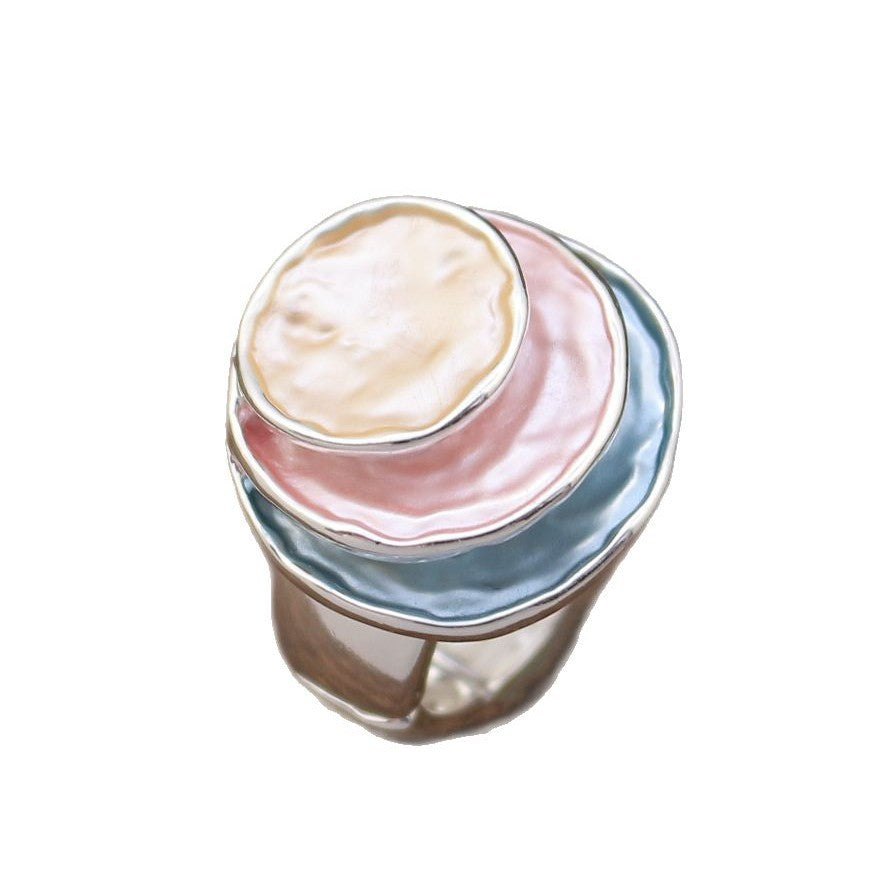 Wholesale Versatile Colorful Oil Painting Ring  Geometric Three-Layer Elastic Adjustable Ring