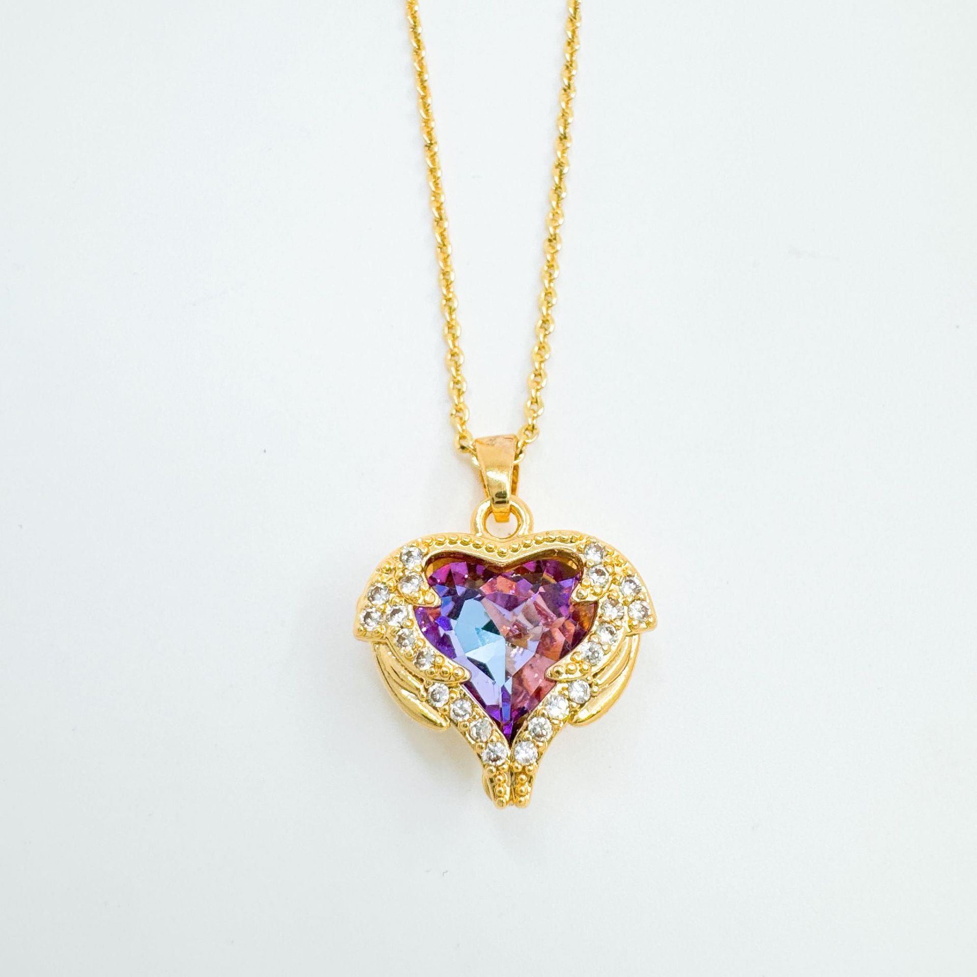Wholesale European Style Heart Of Ocean Pendant Necklace Gold Plated Copper Zircon Women S Fashion Accessory Gift