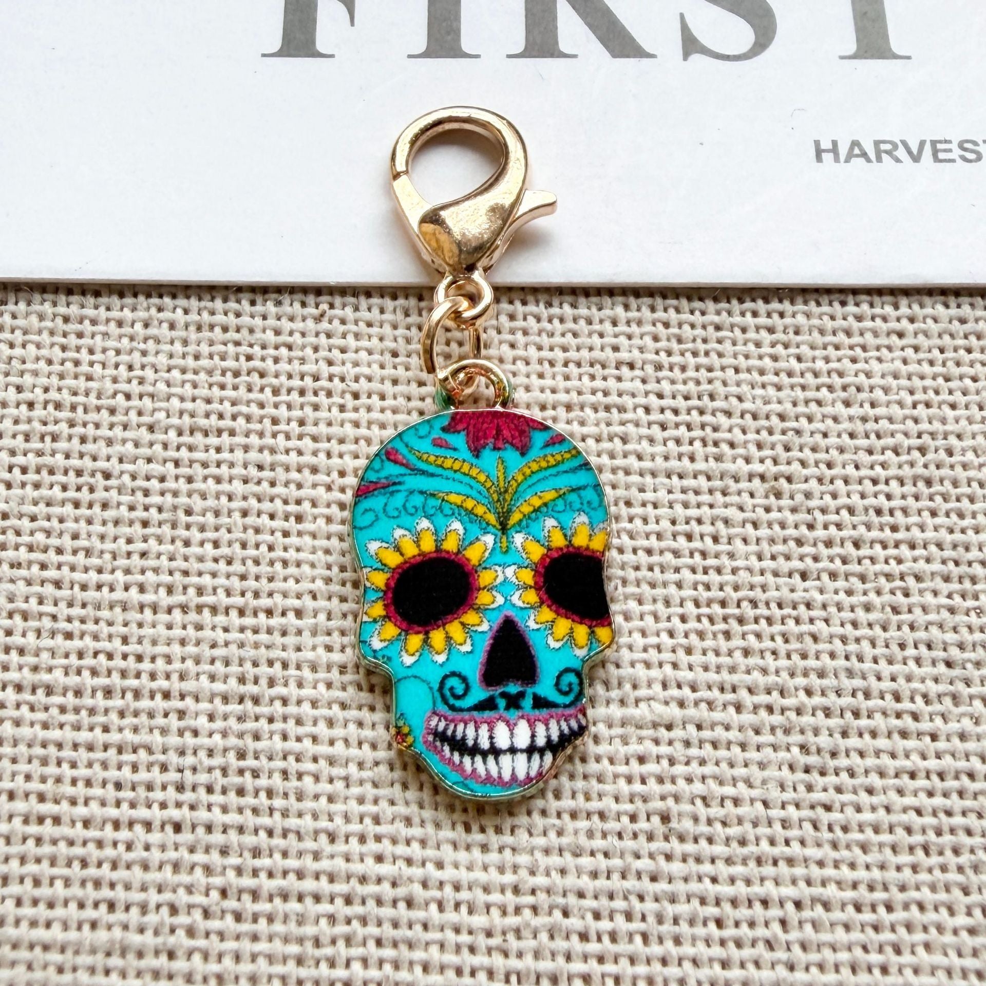 Wholesale Day of the Dead Skull Alloy Pendant Lobster Clasp Fashion Accessory Gift