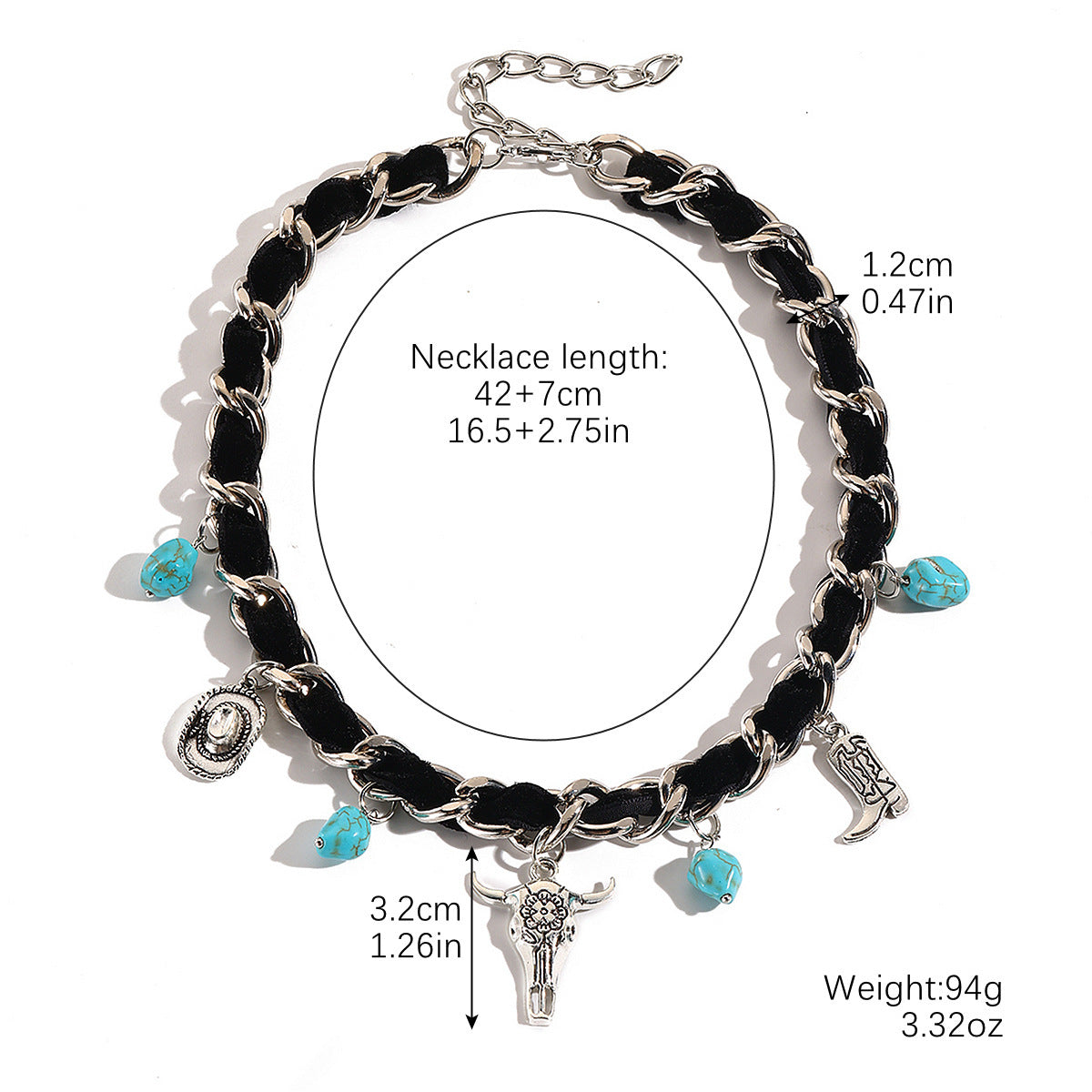 Wholesale Turquoise Necklace Ethnic Style Cross Autumn and Winter Melard Layered Fashion Retro Necklace