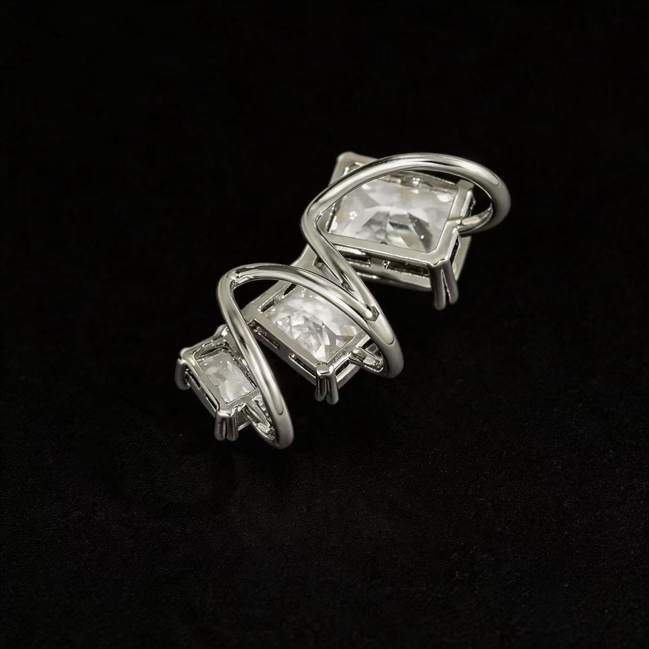 Wholesale Fashion Geometric Square Zircon Ear Cuff Gold Plated Women S No Piercing Jewelry Accessory
