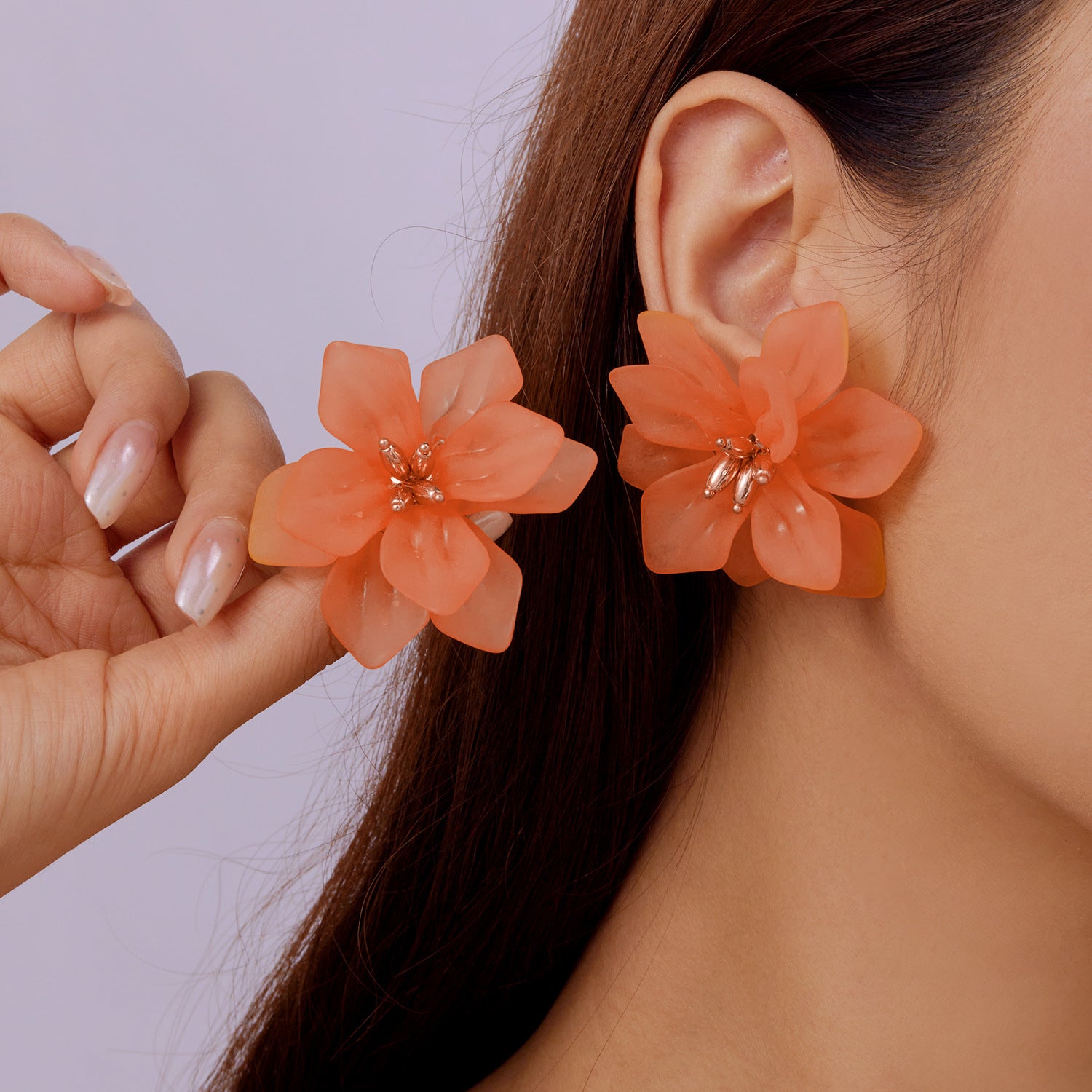 Wholesale  exaggerated three-dimensional acrylic flower petal earrings
