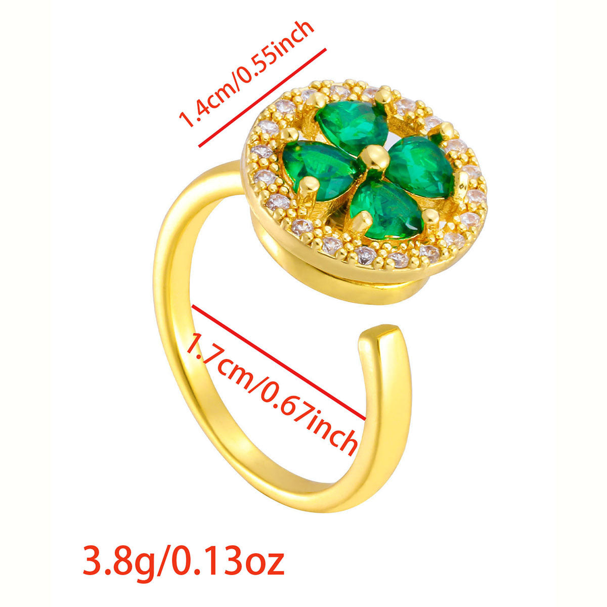 Wholesale Gold Plated Adjustable Rotating Ring Star Moon Zircon Women' s Fashion Jewelry Gift
