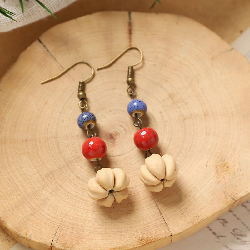 Wholesale Vintage Hand-made Plant Fruit Wood Earrings