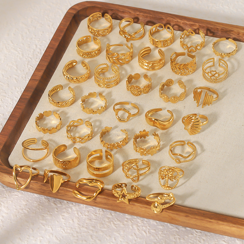 Wholesale Stainless Steel Open Ring Heart Shape Geometric Titanium Steel Ring ACC-RS-Xiny001