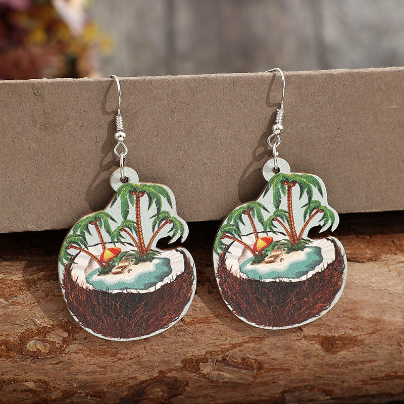 Wholesale Coconut Beach Wooden Earrings