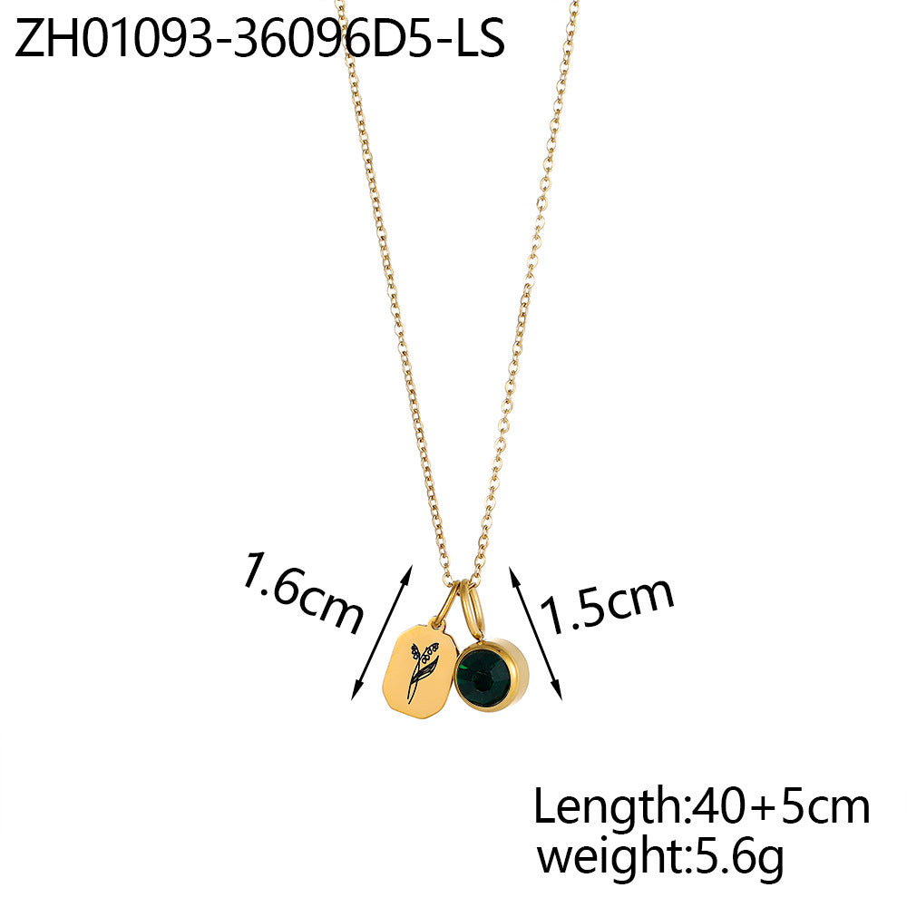 Wholesale Zircon Flower Pendant Stainless Steel  Necklace