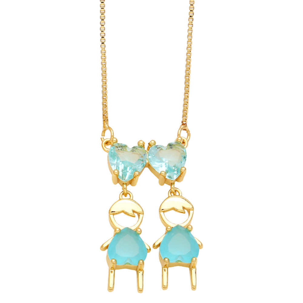 Wholesale Love Heart Boy Girl Valentine's Day Necklace