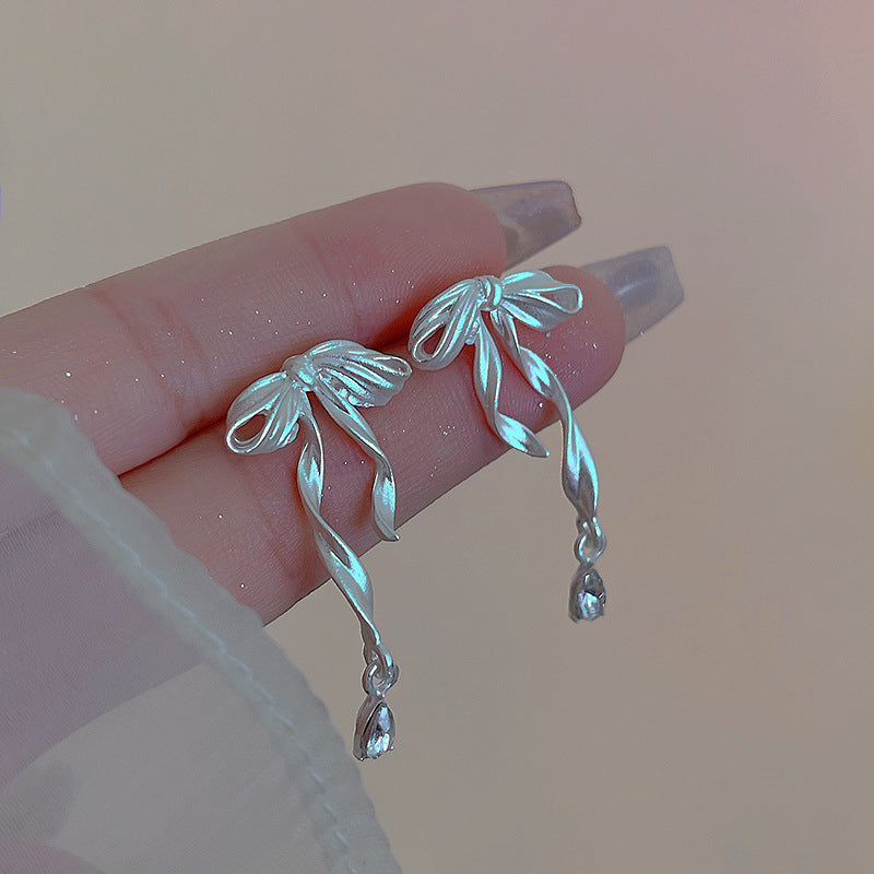 Wholesale Bow Ribbon Zirconia Earrings