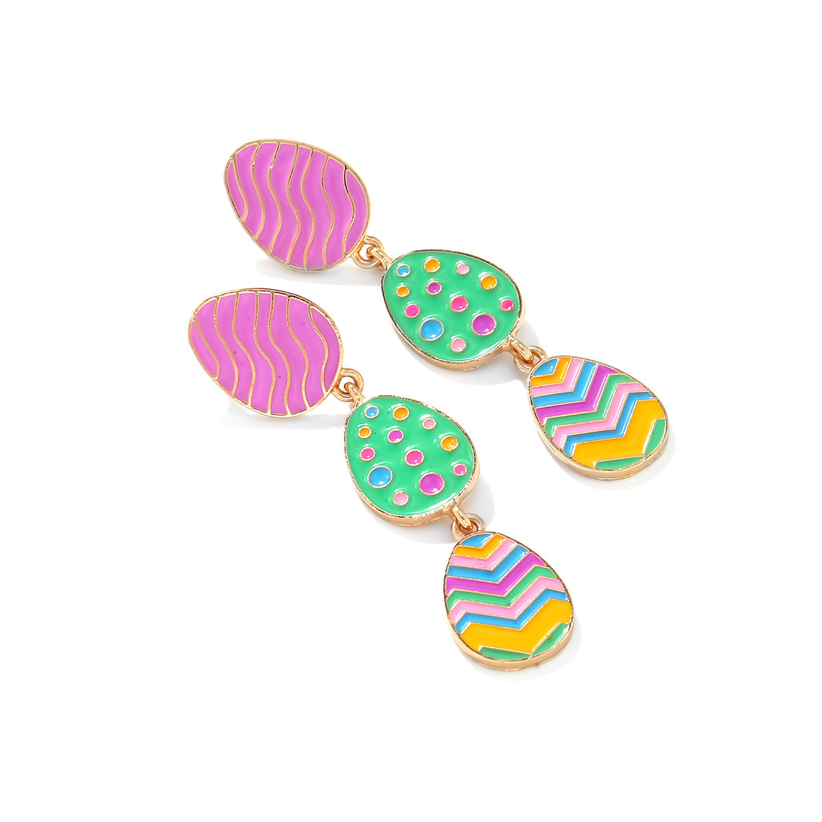 Wholesale Cute Easter Colorful Enamel Three-Layer Mini Egg Pendant