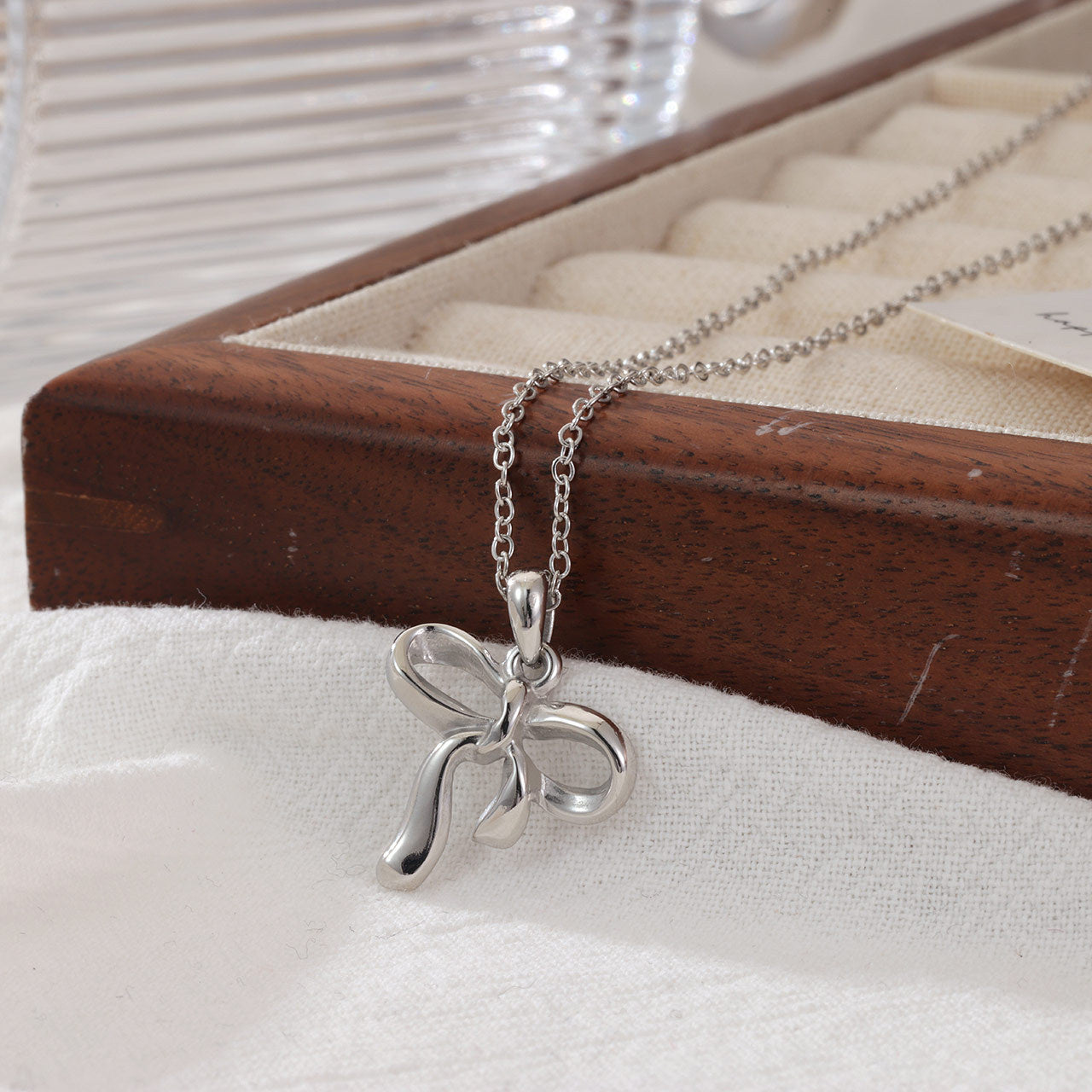 Wholesale Titanium Steel Bowknot Clavicle Necklace