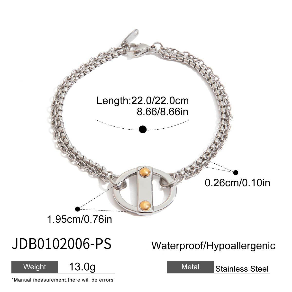 Wholesale  18K gold stainless steel gold and silver color matching smooth cans bracelet thick cross chain