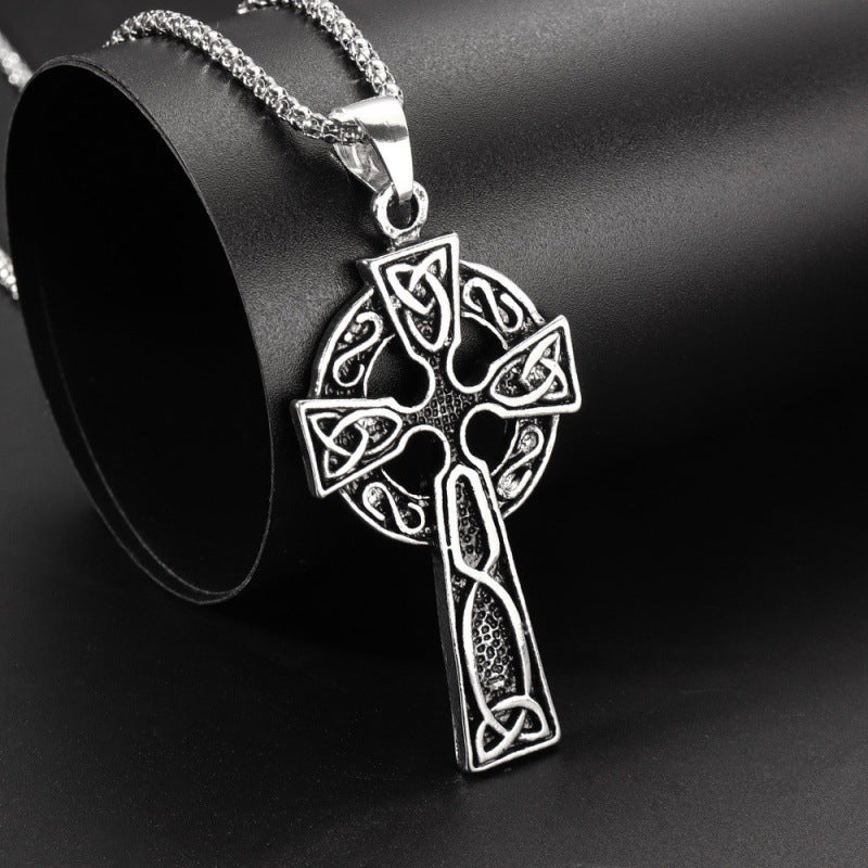 Wholesale Men S Viking Celtic Knot Cross Pendant Necklace Trendy Hip Hop Sweater Chain Jewelry Accessory