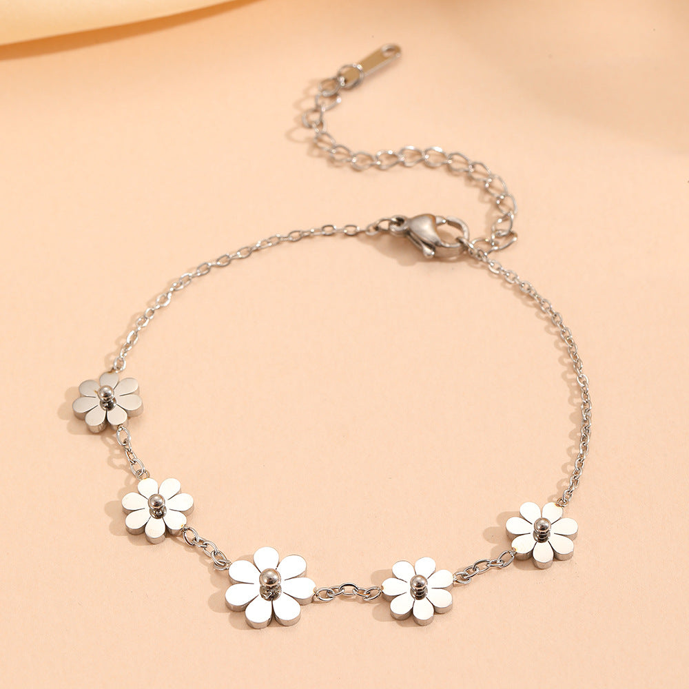 Wholesale Titanium Steel Multi- Stud Earrings,  Necklace,  Anklet,  and Bracelet Set