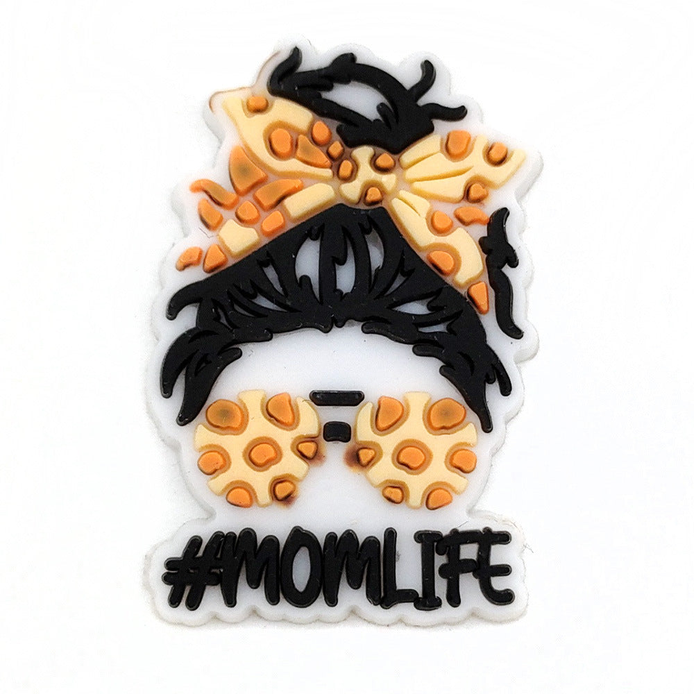 Wholesale 10pcs Leopard Print Coffee Cup Dog Claw Love PVC Soft Adhesive Hole Shoes Buckles ACC-SC-WanX002