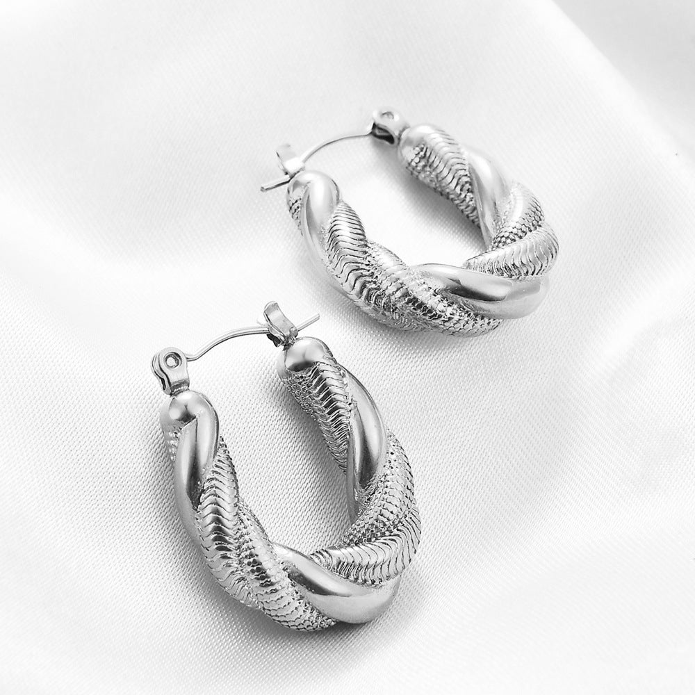 Wholesale  irregular twist snake chain stainless steel earrings