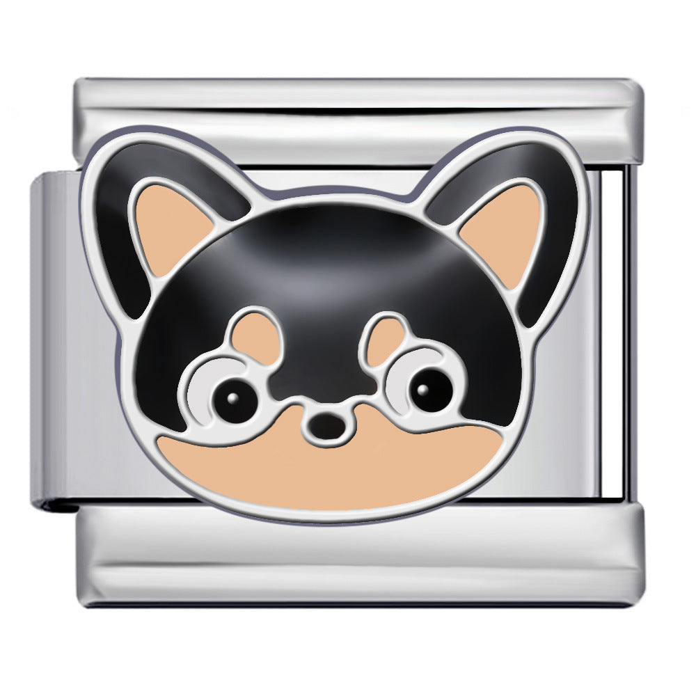 Wholesale 5pcs Italian Charm Bracelet 9mm DIY Splicing Cute Cartoon Dog Stainless Steel Composable Bracelet