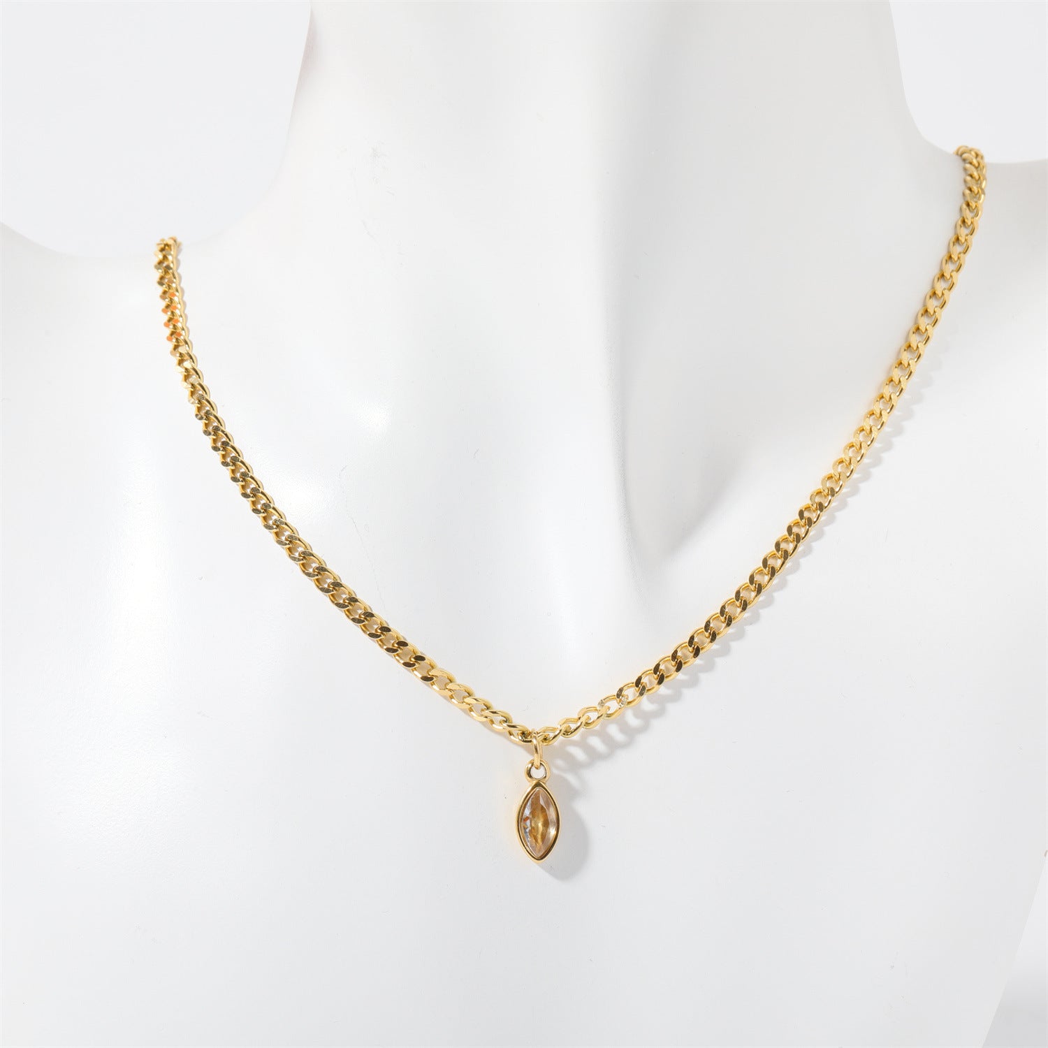 Wholesale  Titanium Steel Horse Eye Zircon Necklace