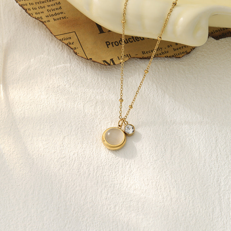 Wholesale Cat Eye Design Titanium Steel Necklace - Stylish Fashion Accessory for Everyday Wear