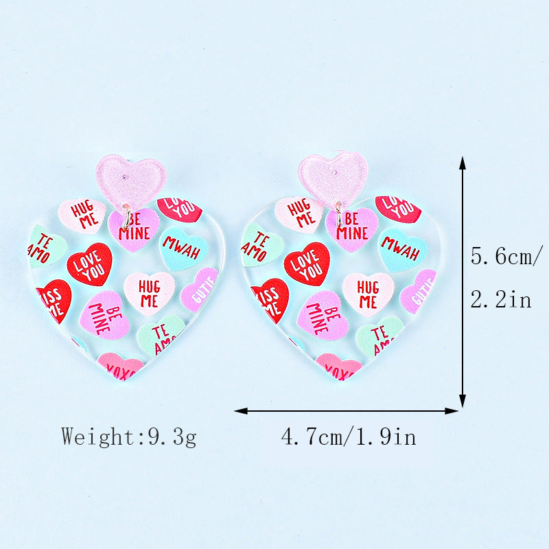 Wholesale Valentine' s Day Acrylic Heart Earrings