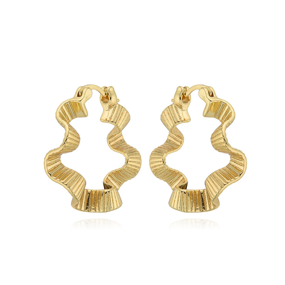 Wholesale  gold wave-shaped ladies earrings
