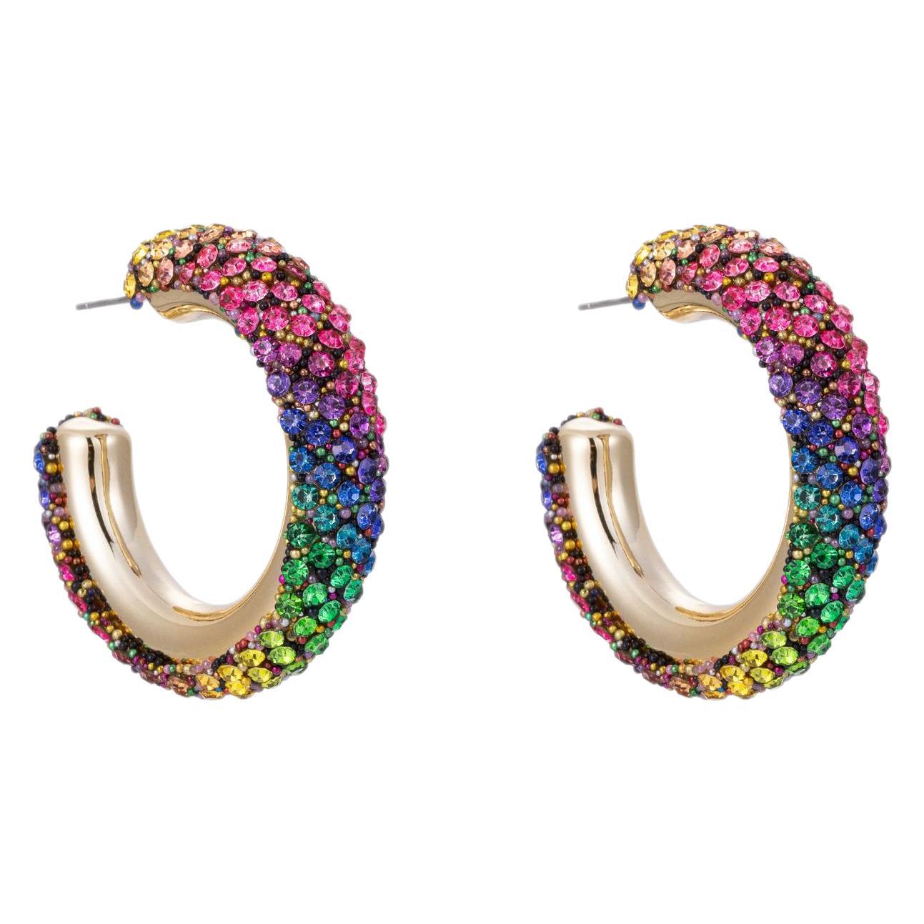 Wholesale  Diamond Rainbow Hoop Earrings
