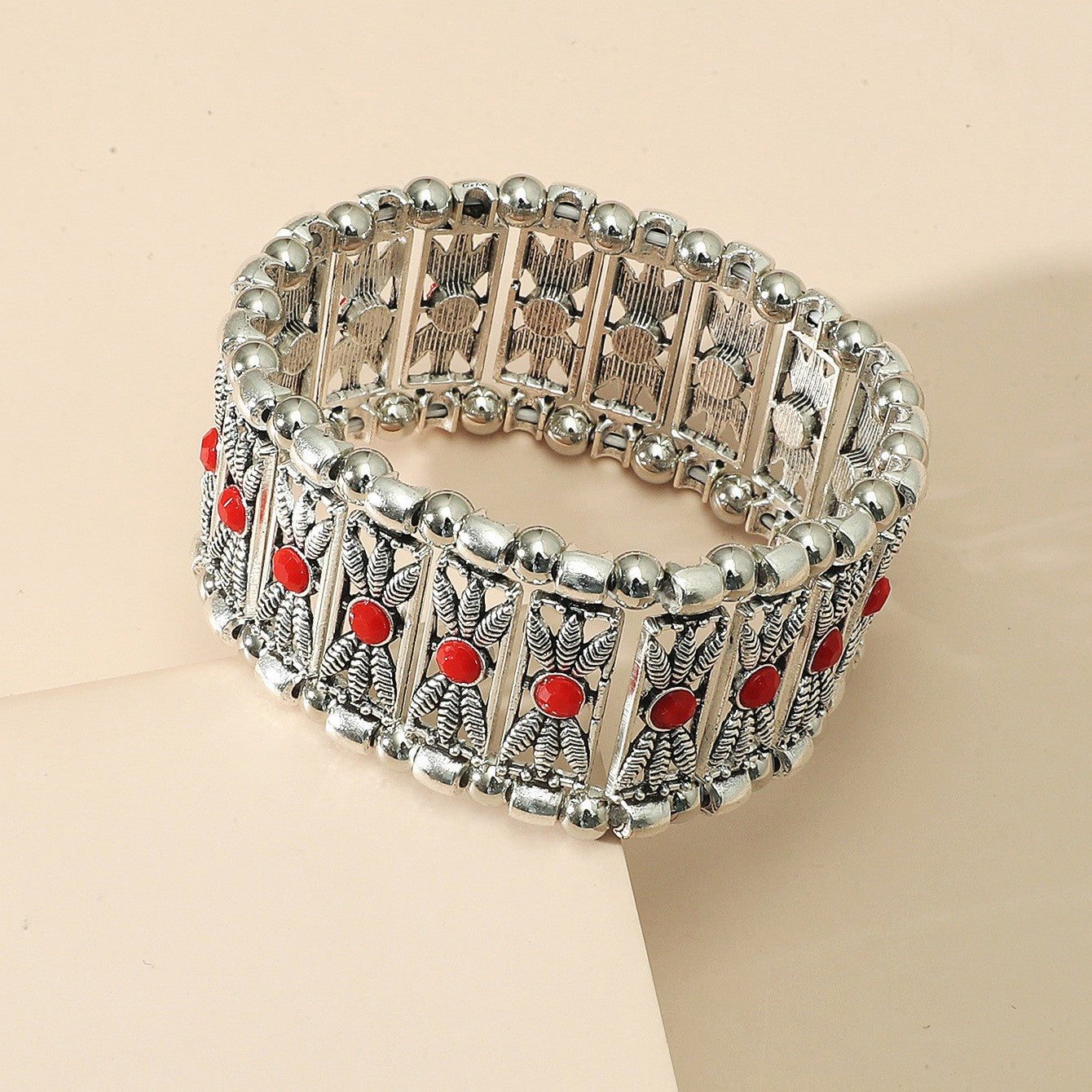 Wholesale Ethnic Style Retro Alloy Turquoise Elastic Bracelet Bohemian Bracelet ACC-BT-JunJie004