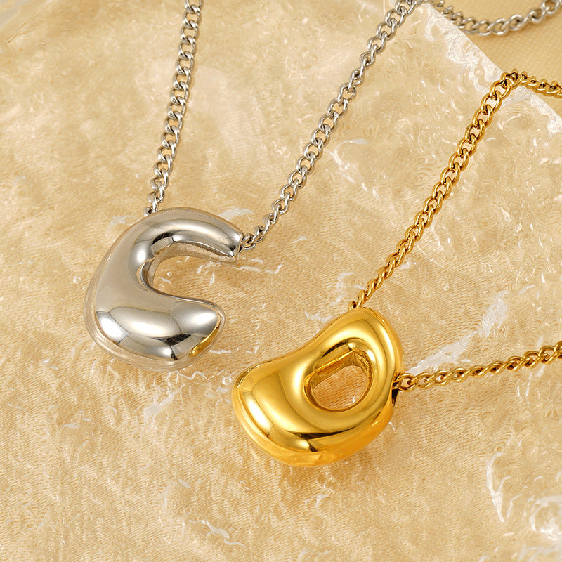 Wholesale Titanium Steel  balloon bubble letter pendant female necklace