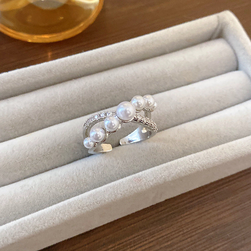 Wholesale Plated Fresh Water Pearl Zircon Butterfly Ring