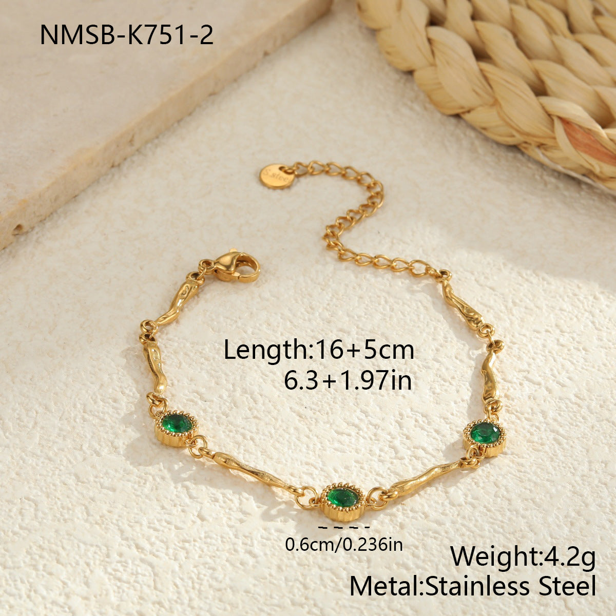 Wholesale Stainless steel colored zircon bracelet