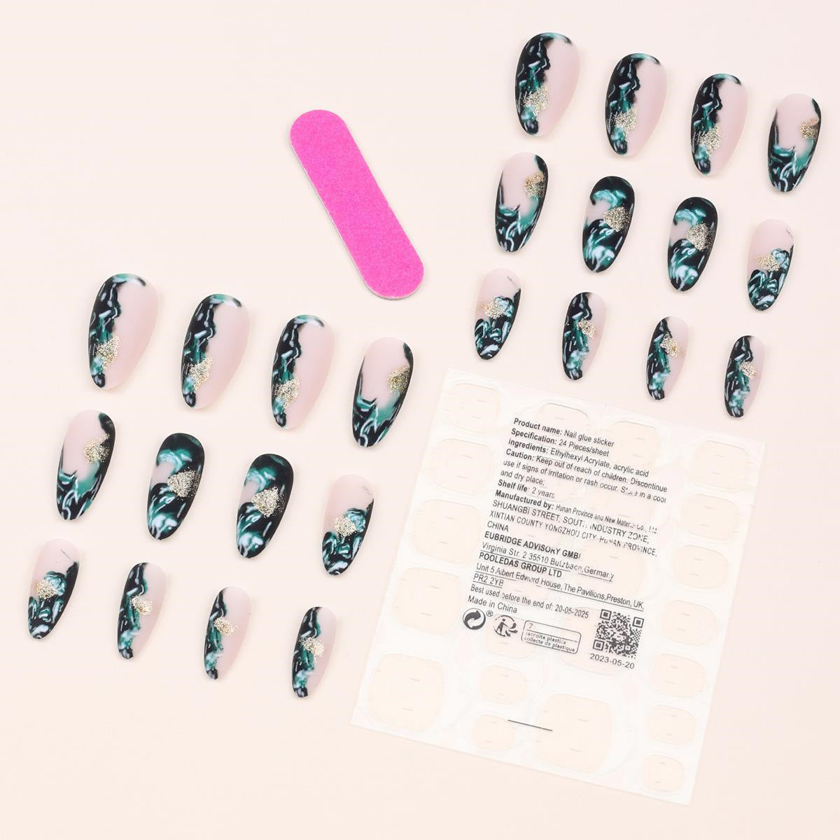 Wholesale Plastic Press on Nails Kits Green Halo Dye Chinese Droplet Nail Enhancement ACC-NS-MeiSu002