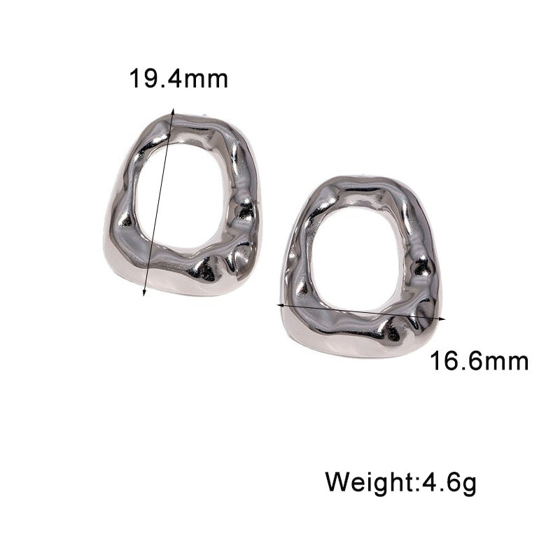 Wholesale Gold Plated Stainless Steel Geometric Irregular Earrings Minimalist Hollow Out Trendy Jewelry Accessory For Party Gift Boutique Resale