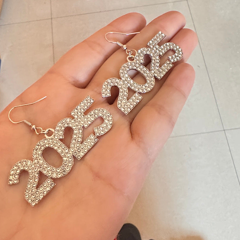 Wholesale  2025 Digital Alloy Earrings