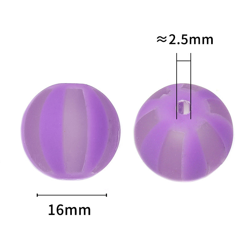 Wholesale 100pcs 16mm Frosted Color Striped Acrylic Beads Diy Accessories ACC-BDS-BLG134