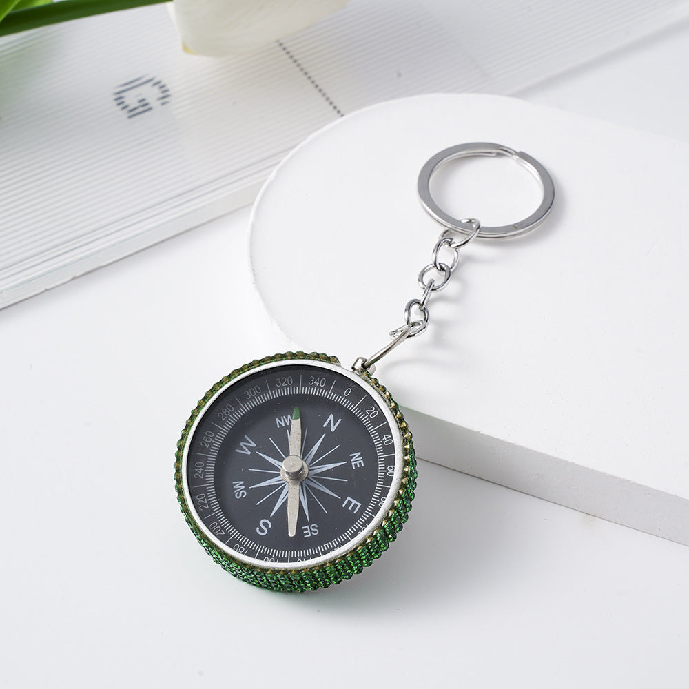 Wholesale Rhinestone Outdoor Mini Aluminum Alloy Compass Keychain Keychains Accessories ACC-KC-ZhiYa011