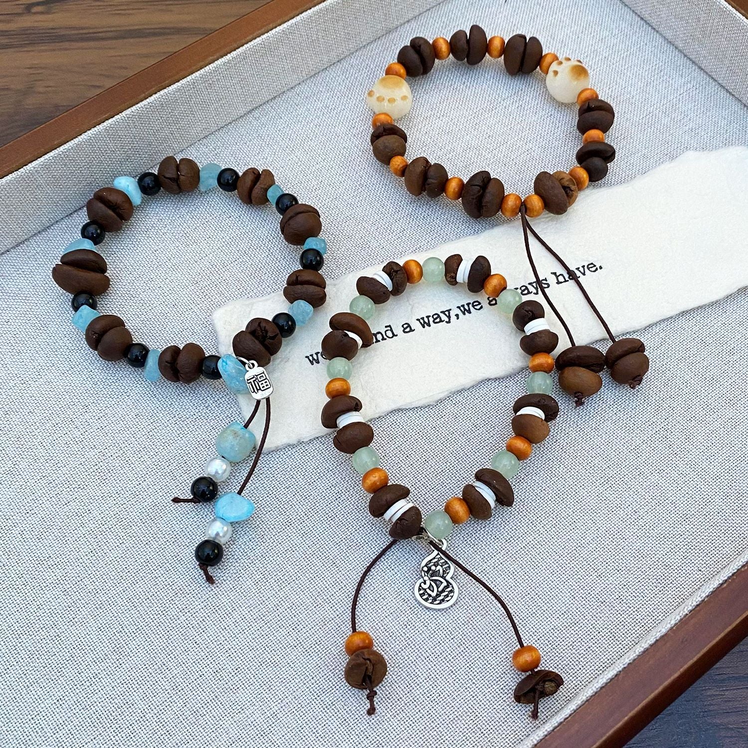 Wholesale New Chinese Style Cat Paw Coffee Bean Beaded Bracelet Unisex Retro Fashion Jewelry Accessory Boutique Gift