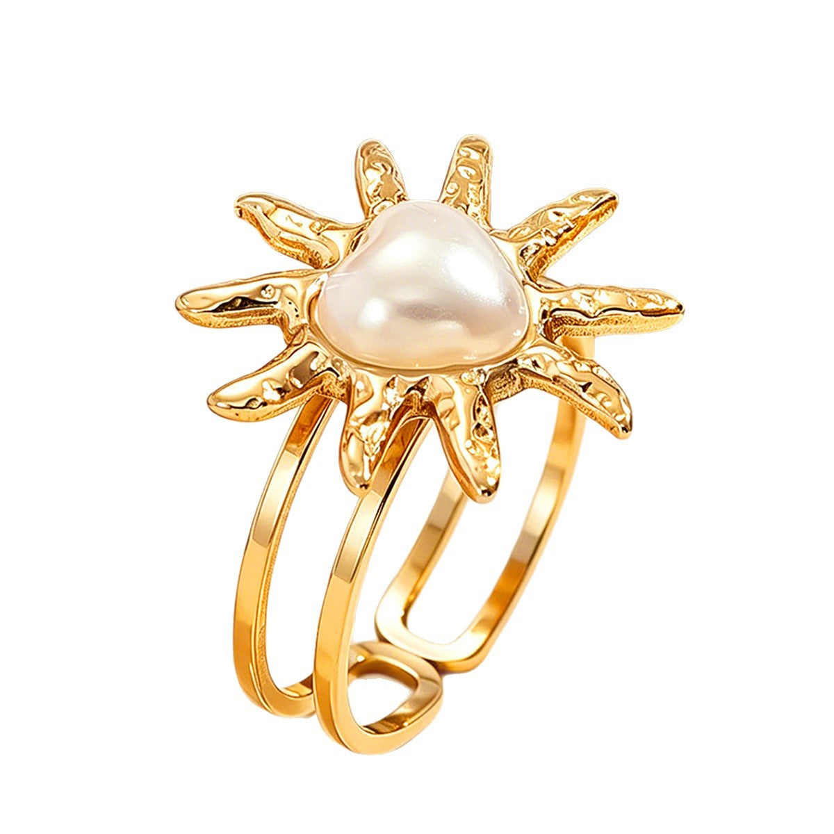 Wholesale Sweet Princess Pearl Flower Open Ring Stainless Steel 18K Gold Plated Women S Fashion Jewelry Accessory For Everyday Wear And Boutique Resale