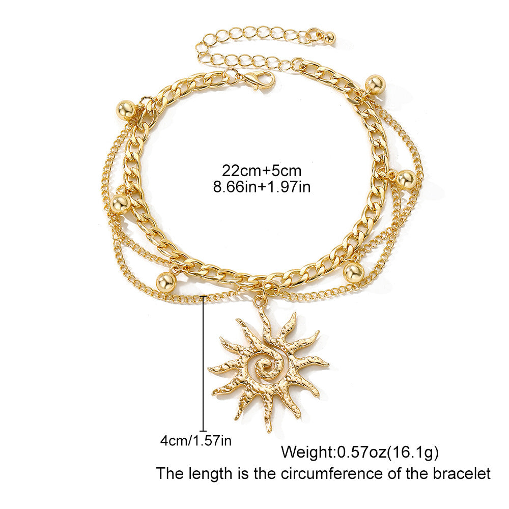 Wholesale Boho Spiral Sunflower Pearl Bracelet Creative Gold Center Swirl Fashion Accessory Unisex Gift Boutique Resale