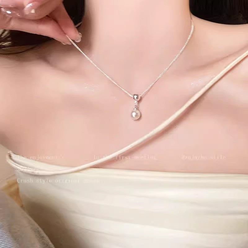 Wholesale Pearl Stacked Tassel Clavicle Chain Necklace Chain