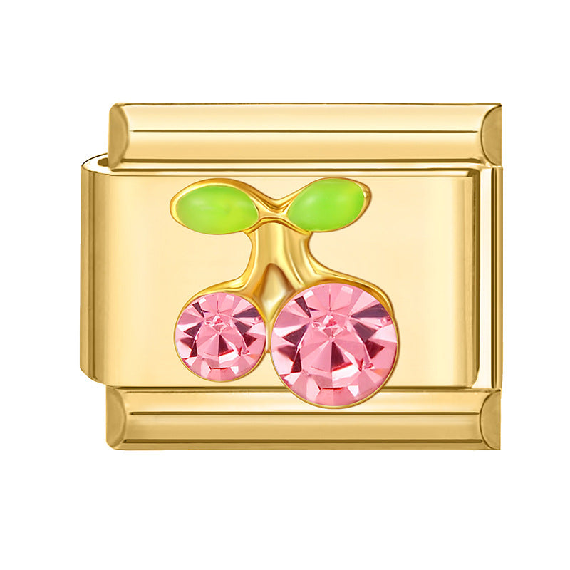 Wholesale Italian Beaded Bracelet 9mm DIY Splicing Removable Gold Bottom Diamond Pendant Series Stainless Steel Combinable Bracelet